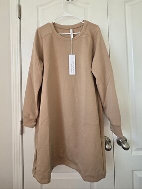 Dear Scarlett Cozy Neutral Long Sleeve Travel Dress - KHAKI NWT Sz 1x